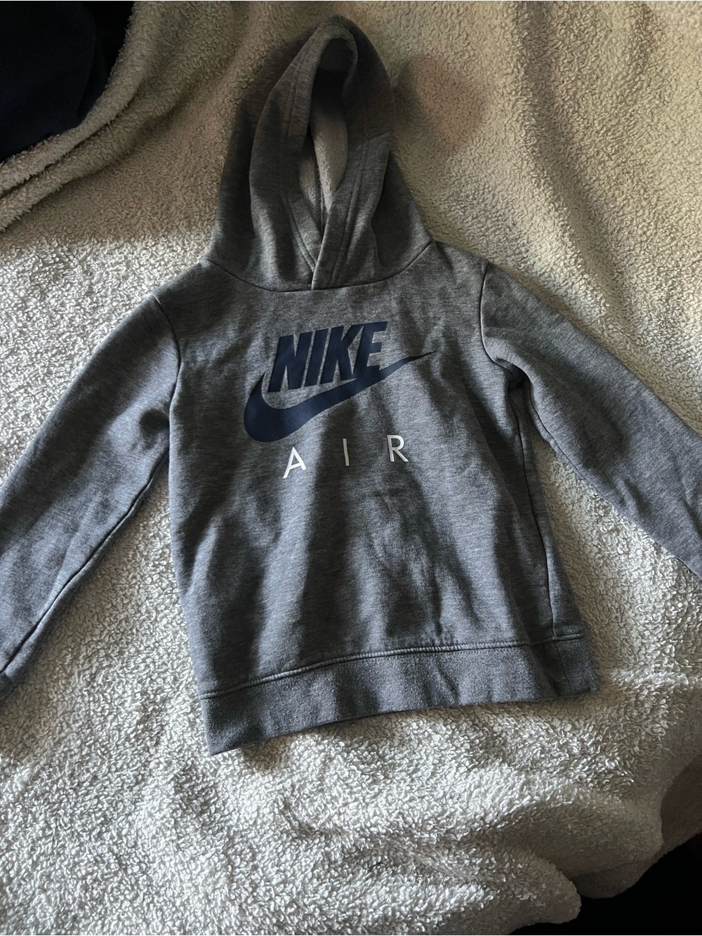 Nike Kids Gray Hoodie with Navy Air Logo
